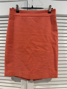 Ann Taylor Coral Ribbed Pencil Skirt